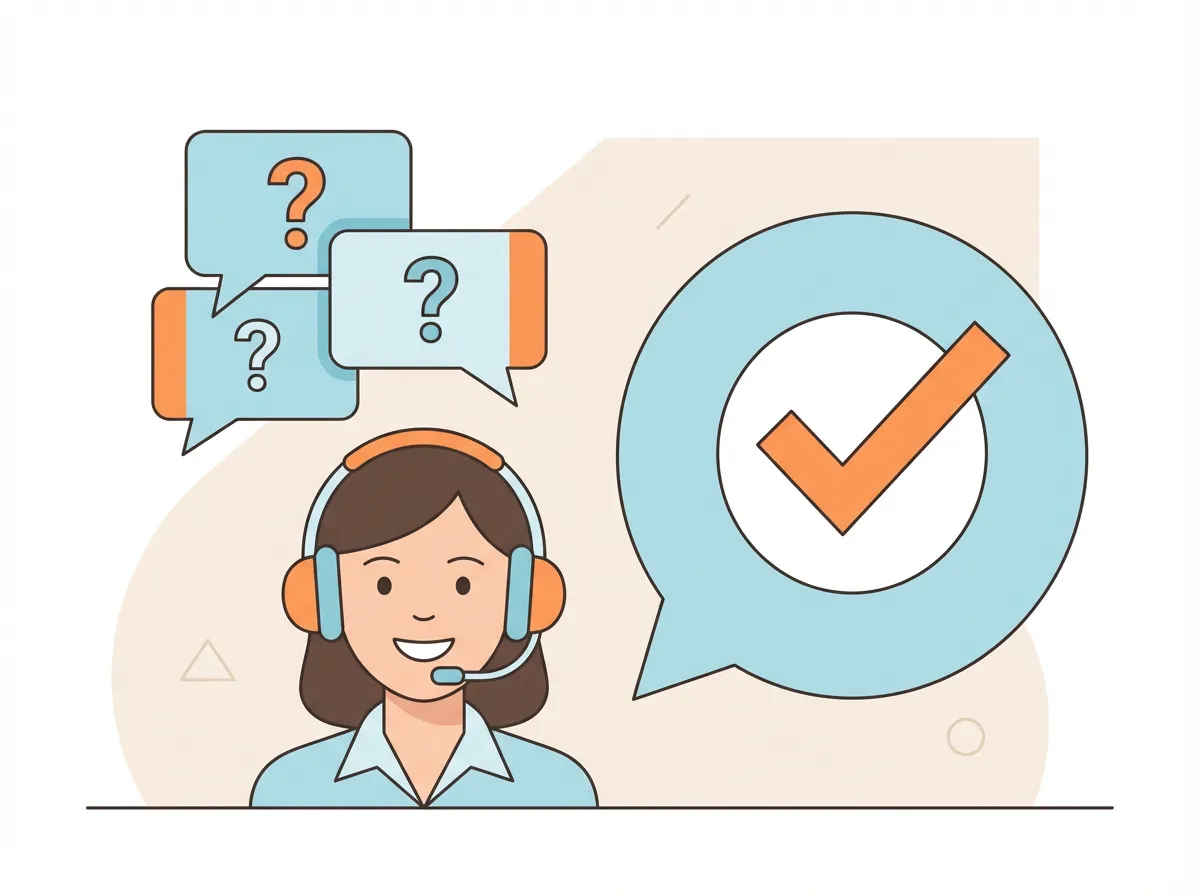 Q&Aアイコン：吹き出し、はてなマーク、サポート担当者のアイコンなどのイメージ